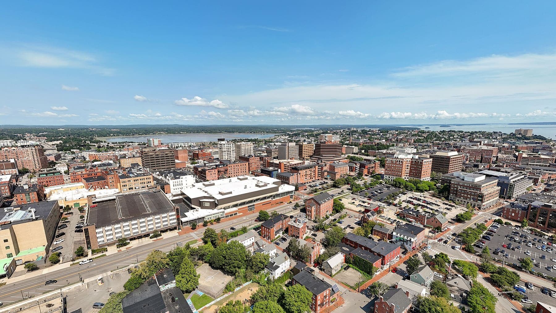 Maine: Portland, Maine skyline aerial view by drone