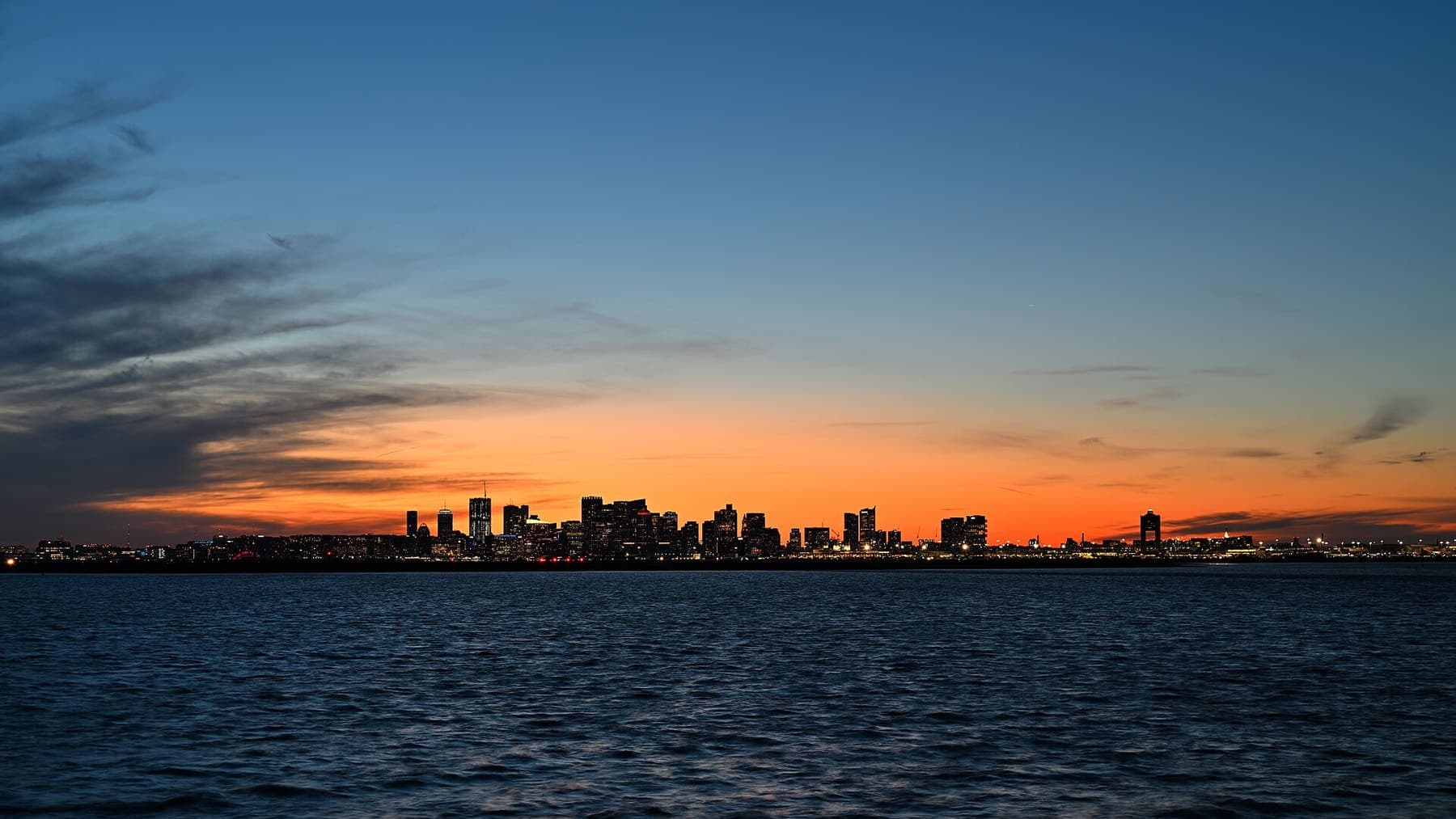 Massachusetts: Boston skyline at dusk November 2024