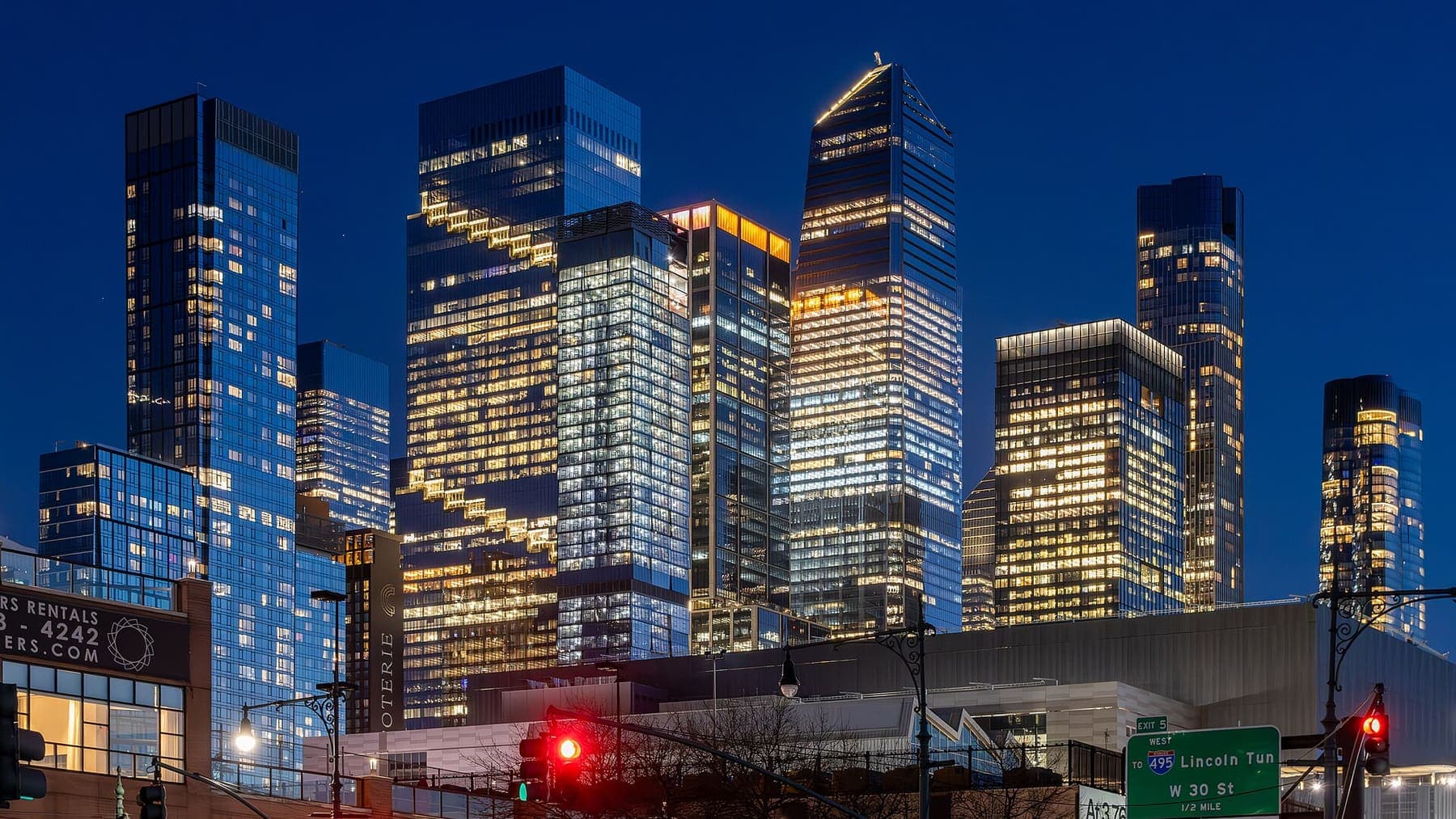 New York: At New York City 2025 001 - Hudson Yards skyline, New York, at night